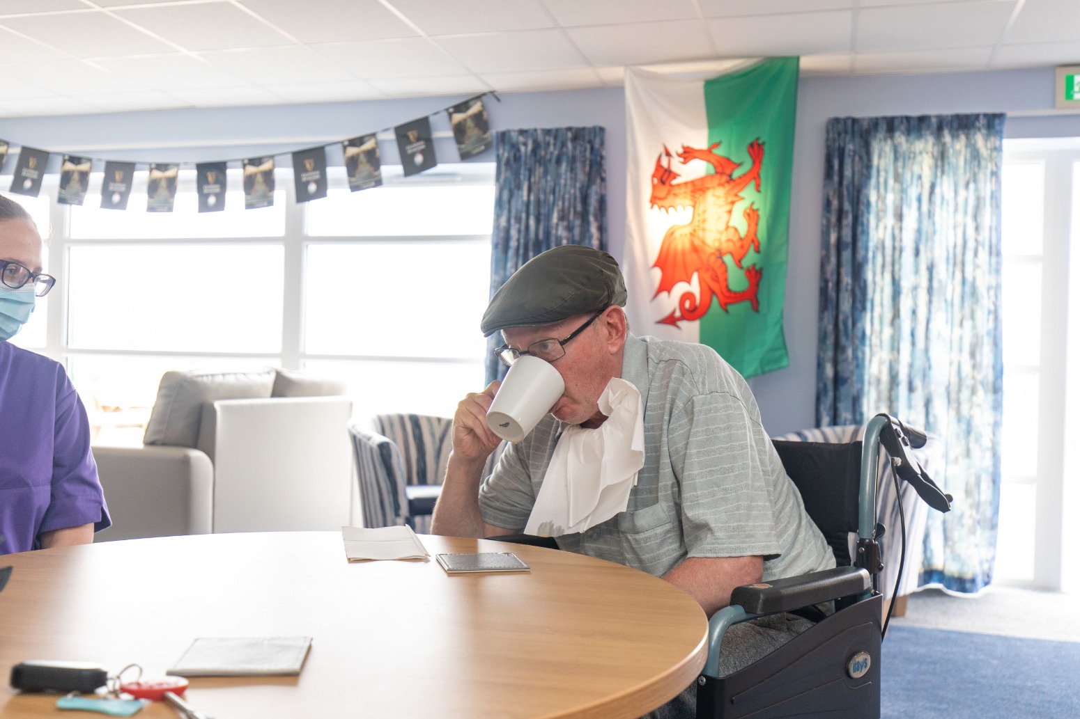 Person having a drink of tea